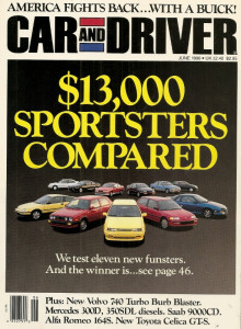 CAR & DRIVER 1990 JUNE - JAGUAR XKE, ALFA 164S, CELICA